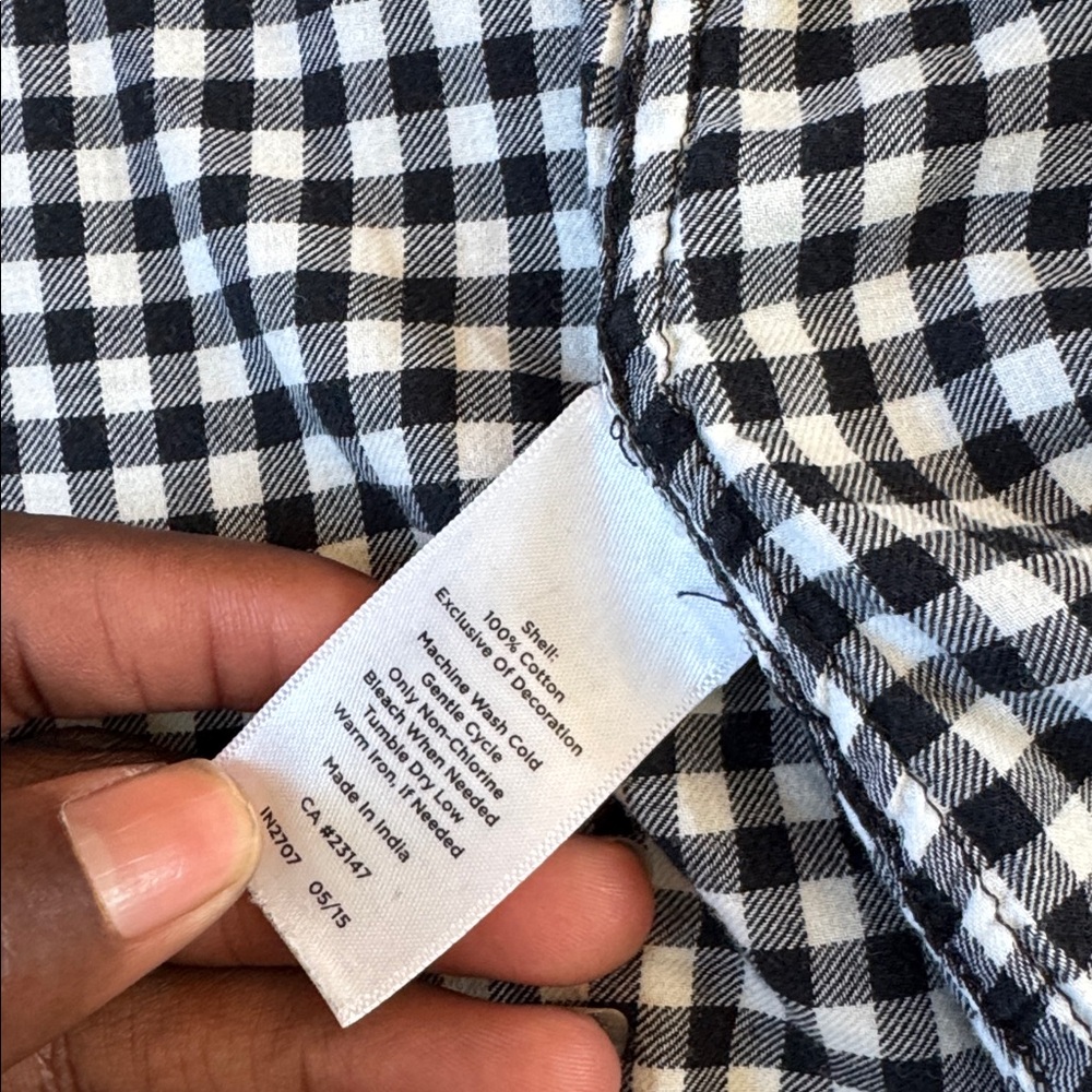 Talbots Black/White Gingham Button Down Top Size S - image 3